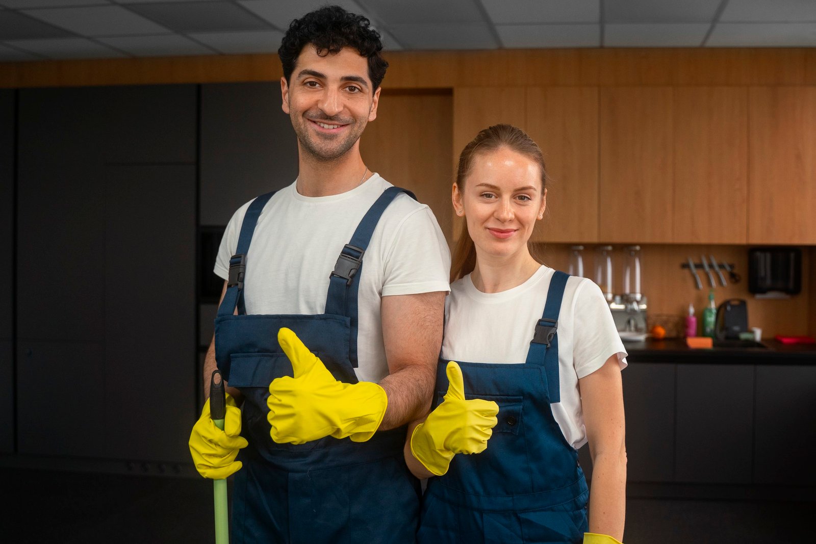 medium shot people cleaning building